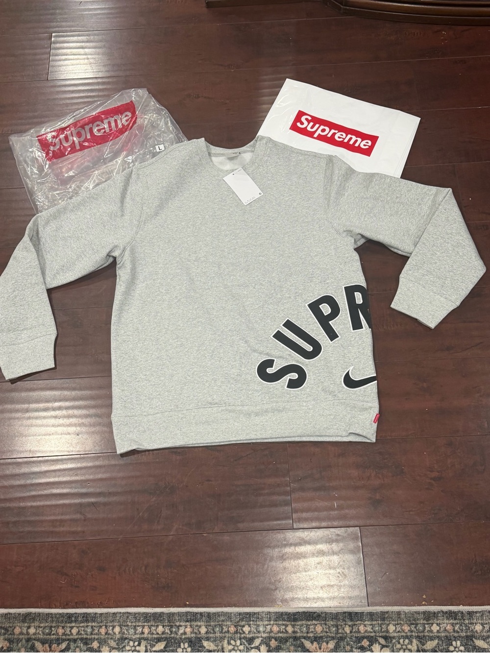 Supreme Grey Kids Sweatshirt with Arched Black Logo